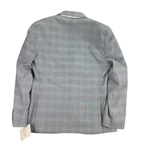 Alfani Mens Slim Fit Stretch Plaid Suit Jacket Light Blue 38S - Picture 3 of 5